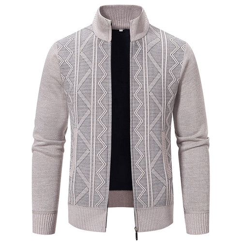 Men's knit jacket with high collar and zipper Lune London