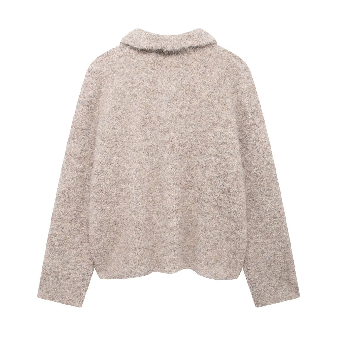 Ladies plush coat with decorative buttons Lune London
