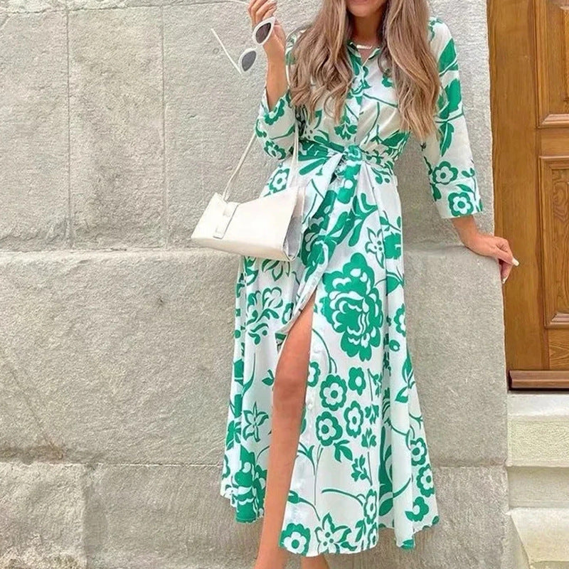 Robe maxi femme avec motif floral et fente haute Chic & Stil