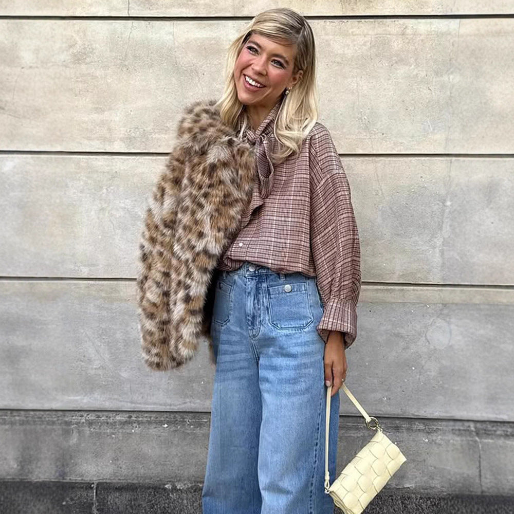Short faux fur leopard print jacket Lune London