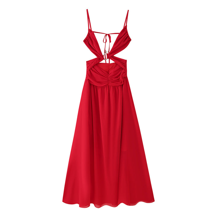 Maxi dress for women with a playful ruffle design and an elegant opening at the back Lune London