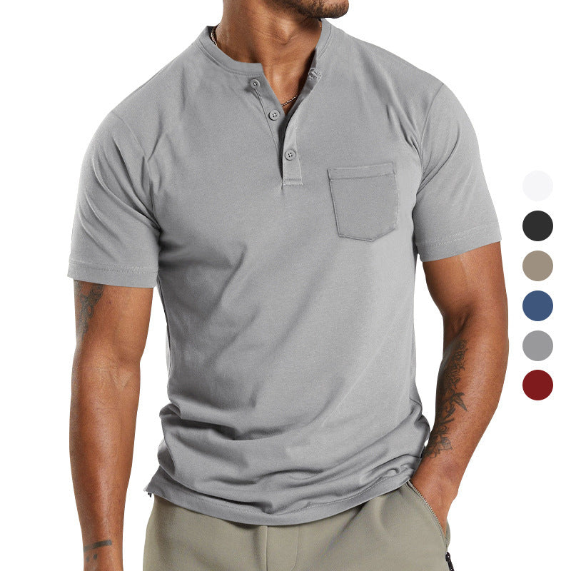 Men's Short Sleeve Henley T-Shirt with Practical Button Detail Lune London