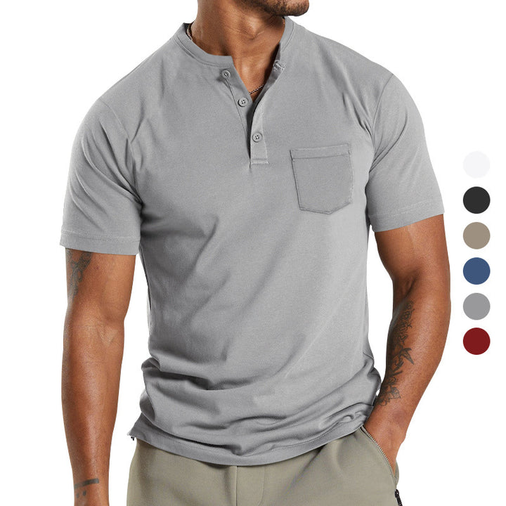 Men's Short Sleeve Henley T-Shirt with Practical Button Detail Lune London