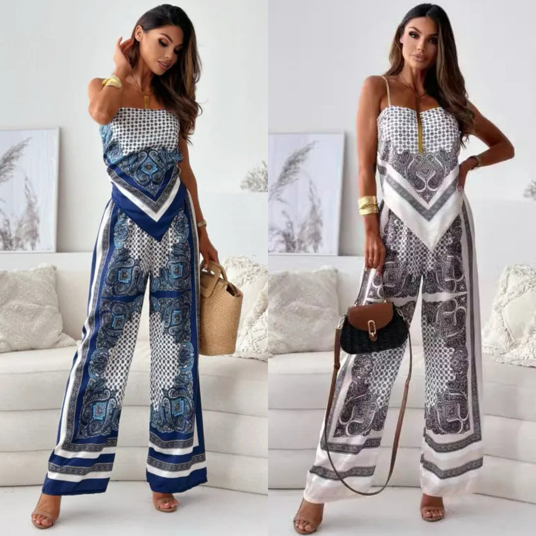 Ladies jumpsuit with wide legs and elegant pattern Lune London