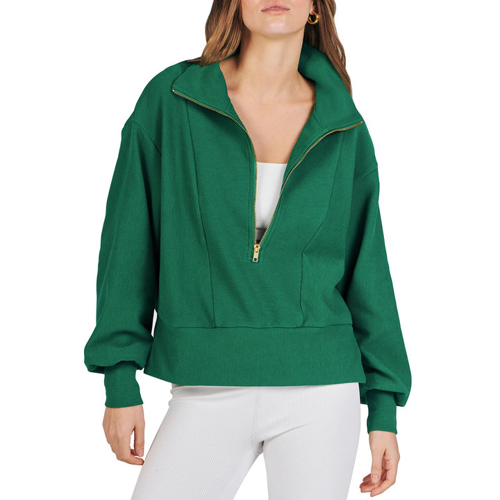 Sporty sweater for women with high collar and zipper Lune London