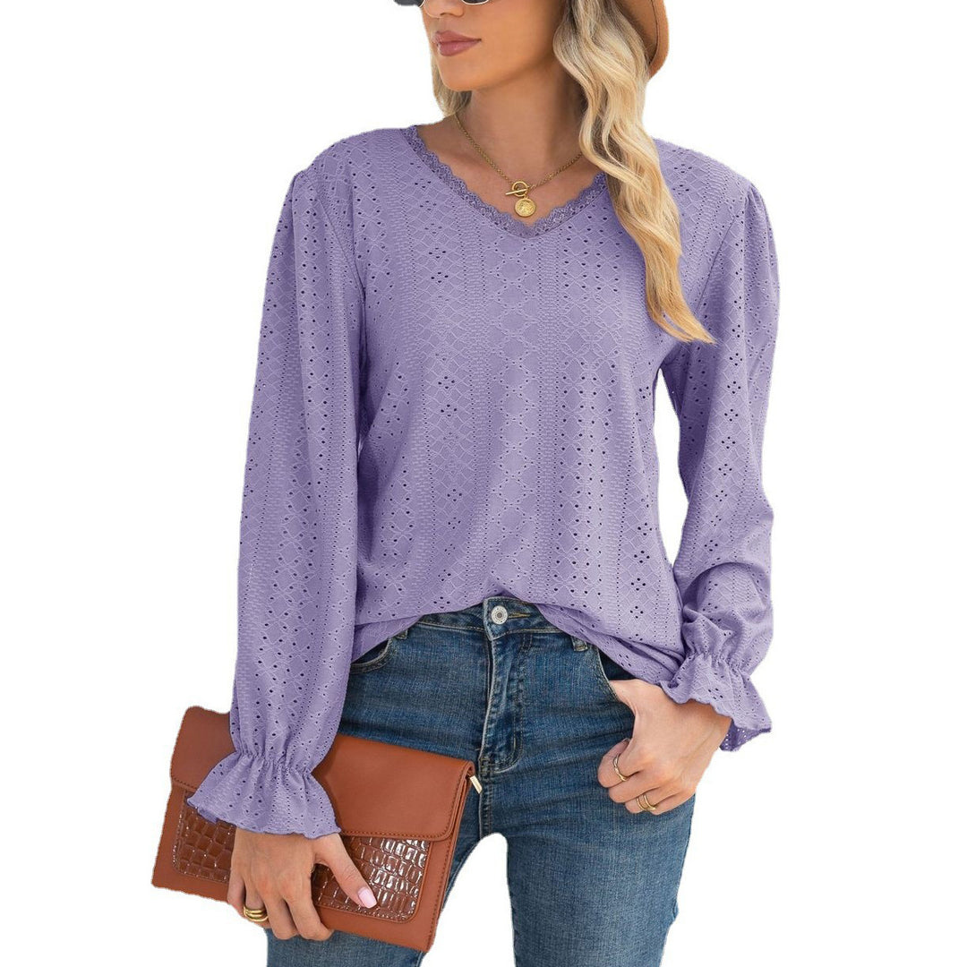 Ladies' blouse with openwork pattern and elasticated sleeve cuffs Lune London