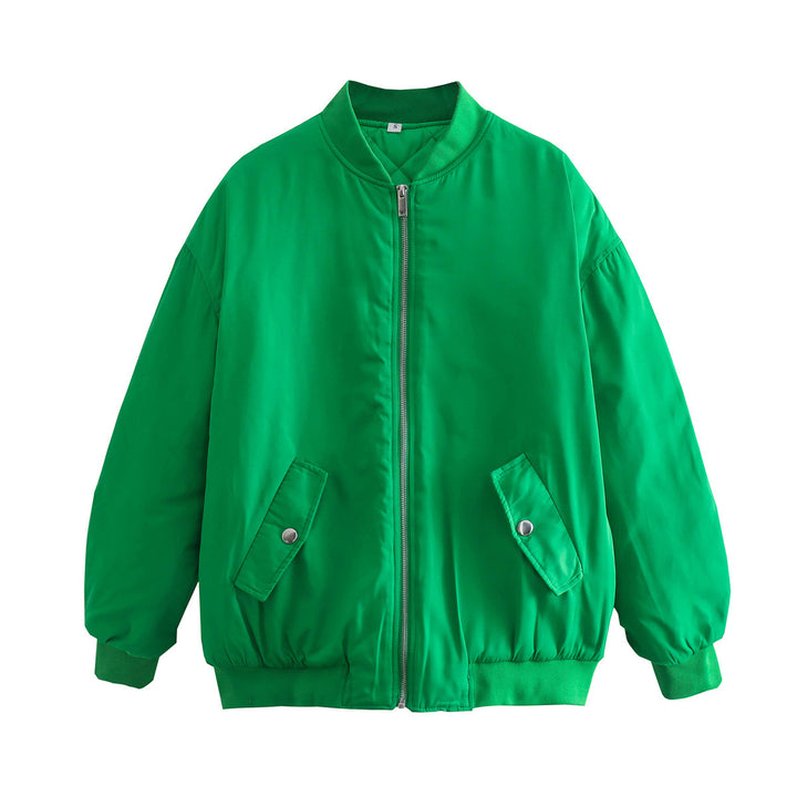 Trendy women's bomber jacket with practical pockets and high collar Lune London