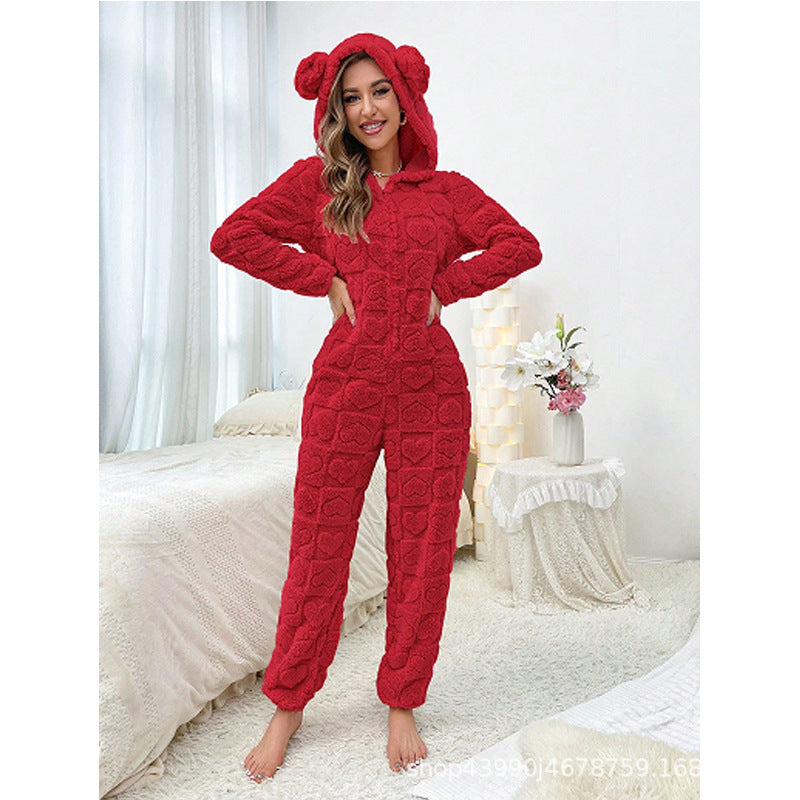 Ladies Comfortable Fleece Pants with Hood Lune London