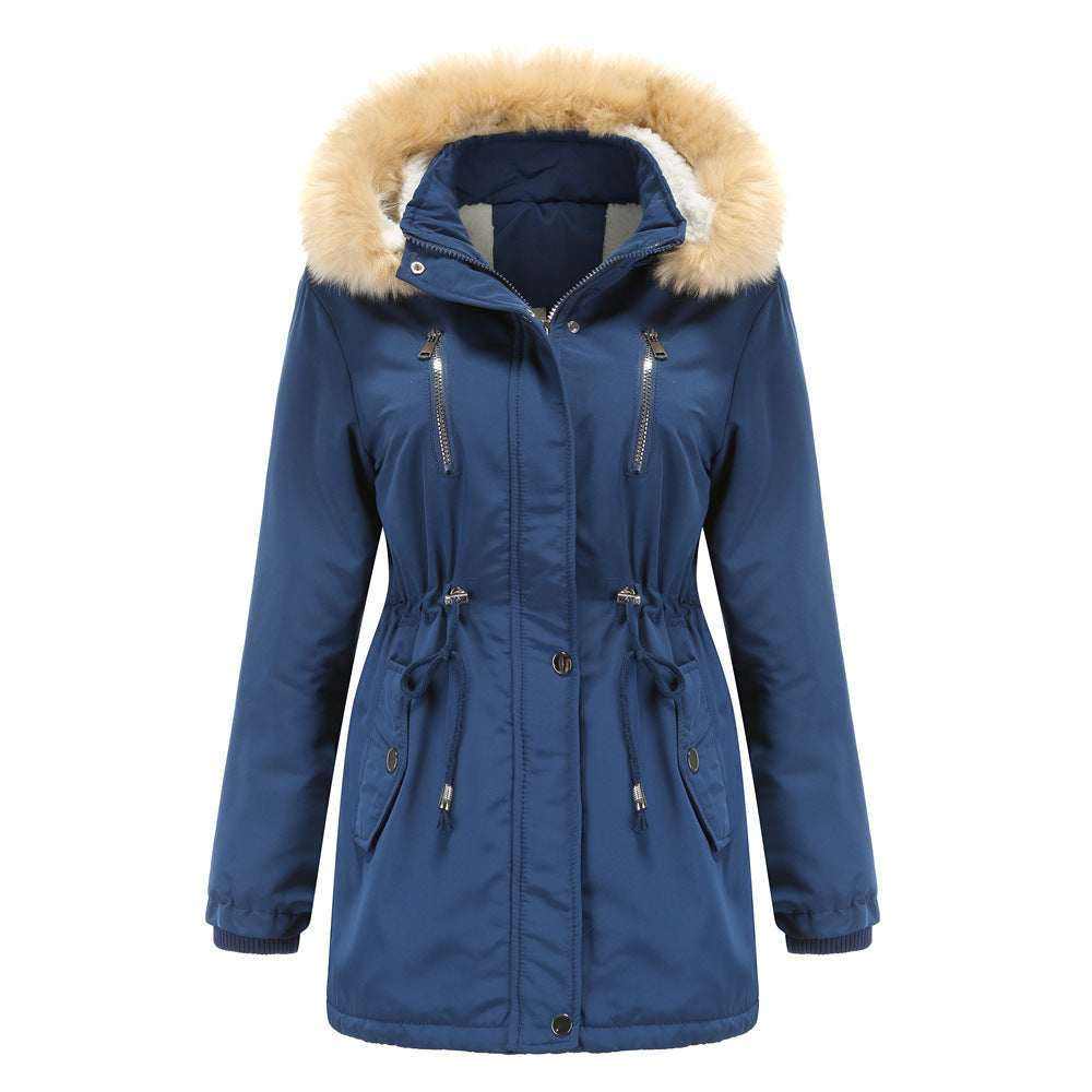 Ladies insulated winter jacket with removable faux fur collar Lune London
