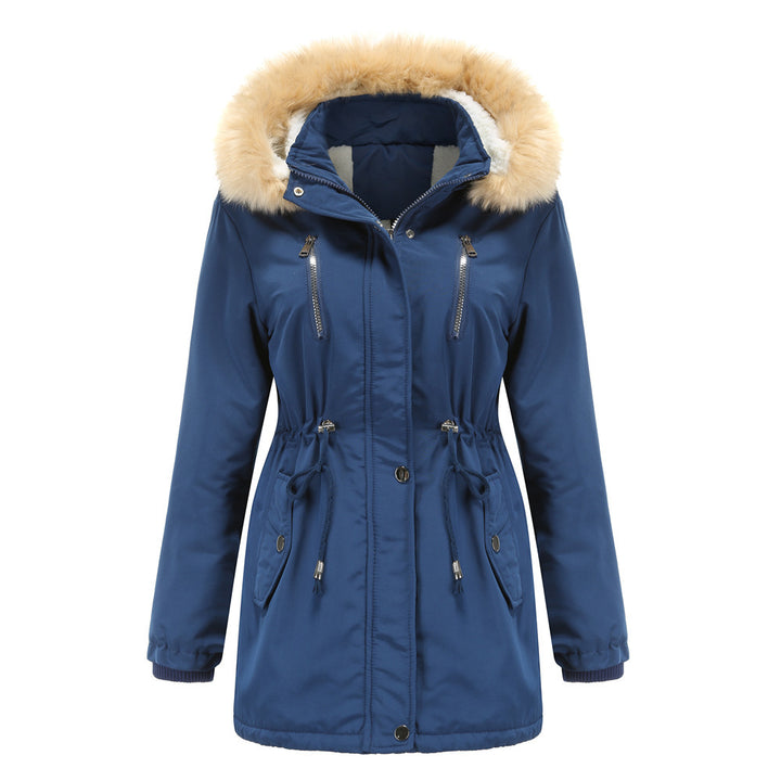 Ladies insulated winter jacket with removable faux fur collar Lune London