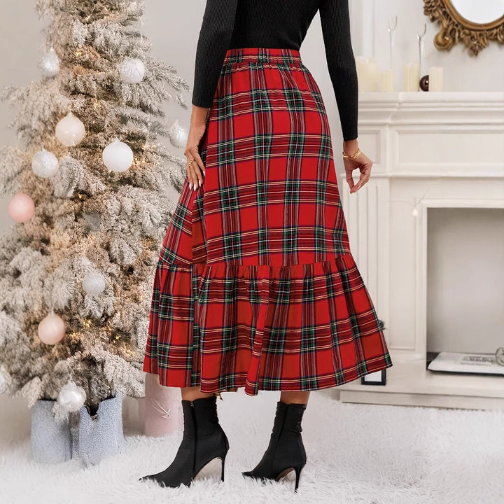 Elegant plaid skirt for women with frill Lune London
