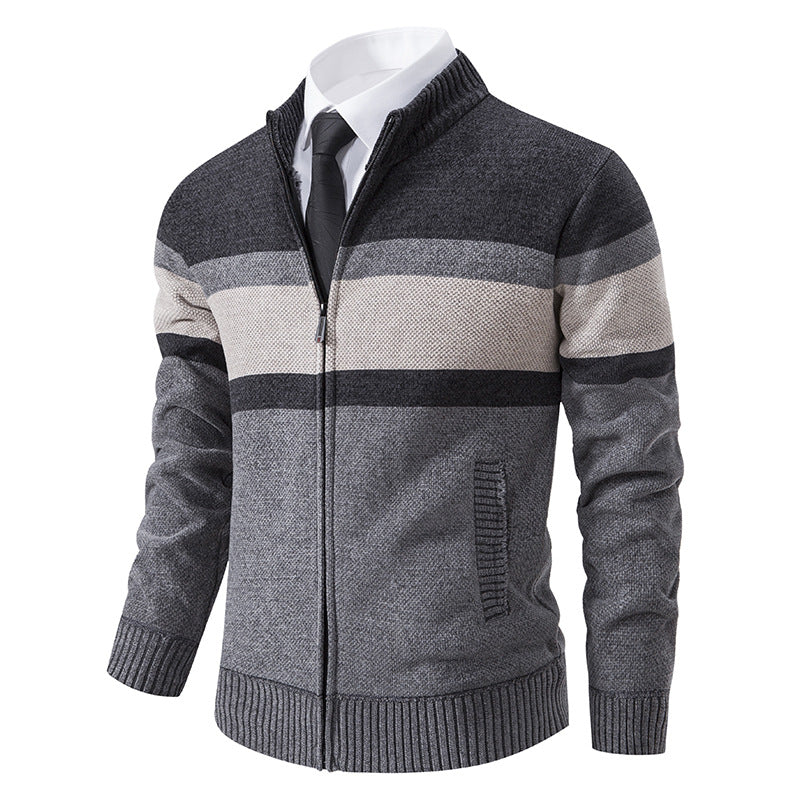 Men's knitted jacket with textured design and high collar Lune London