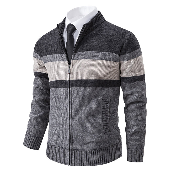 Men's knitted jacket with textured design and high collar Lune London