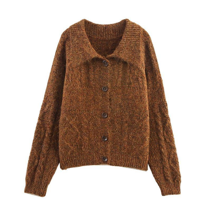 Womens knit jacket with trendy collar and pockets Lune London