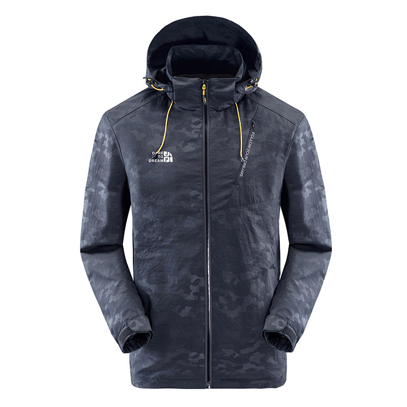 Waterproof camouflage jacket for men with adjustable hood Lune London