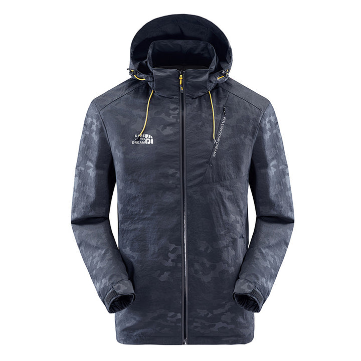 Waterproof camouflage jacket for men with adjustable hood Lune London