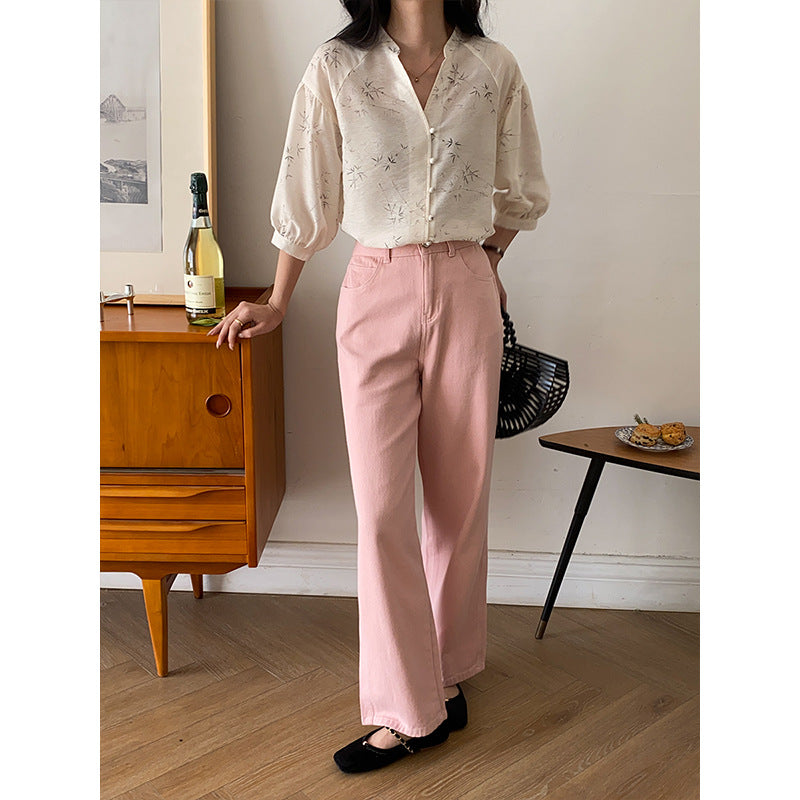 Women's Casual High-Waist Jeans with Wide Leg Chic & Stil