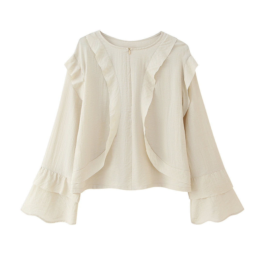Blouse for women with voluminous ruffled sleeves and a stylish zipper at the back Lune London