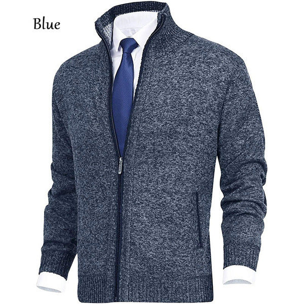 Men's knitted jacket with high collar and zipper Lune London
