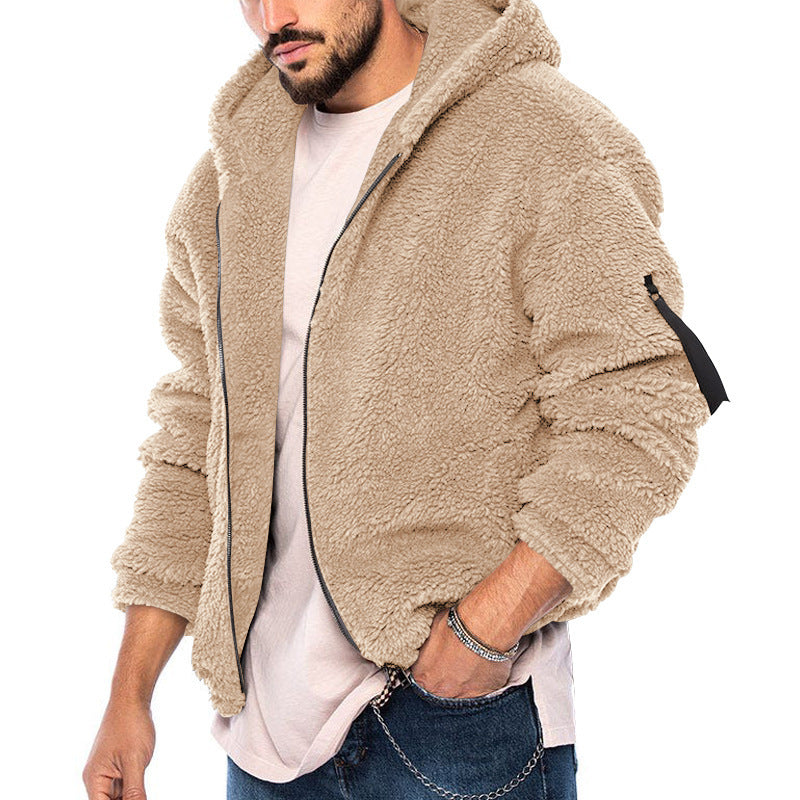 Men's Comfortable Fleece Jacket with Hood and Zipper Lune London