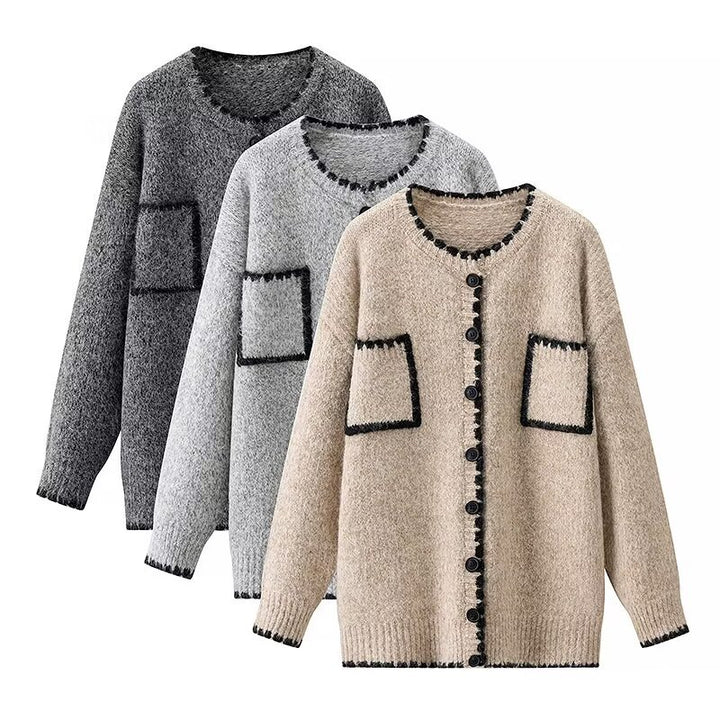 Cardigan pour femmes avec poches plaquées et détails contrastés Chic & Stil