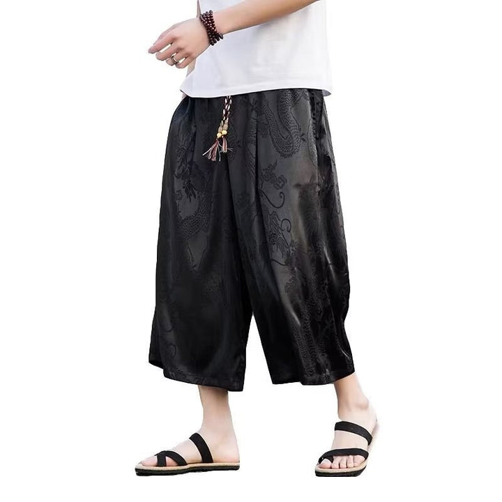 Airy harem pants for men with elegant pattern and elastic waist Lune London