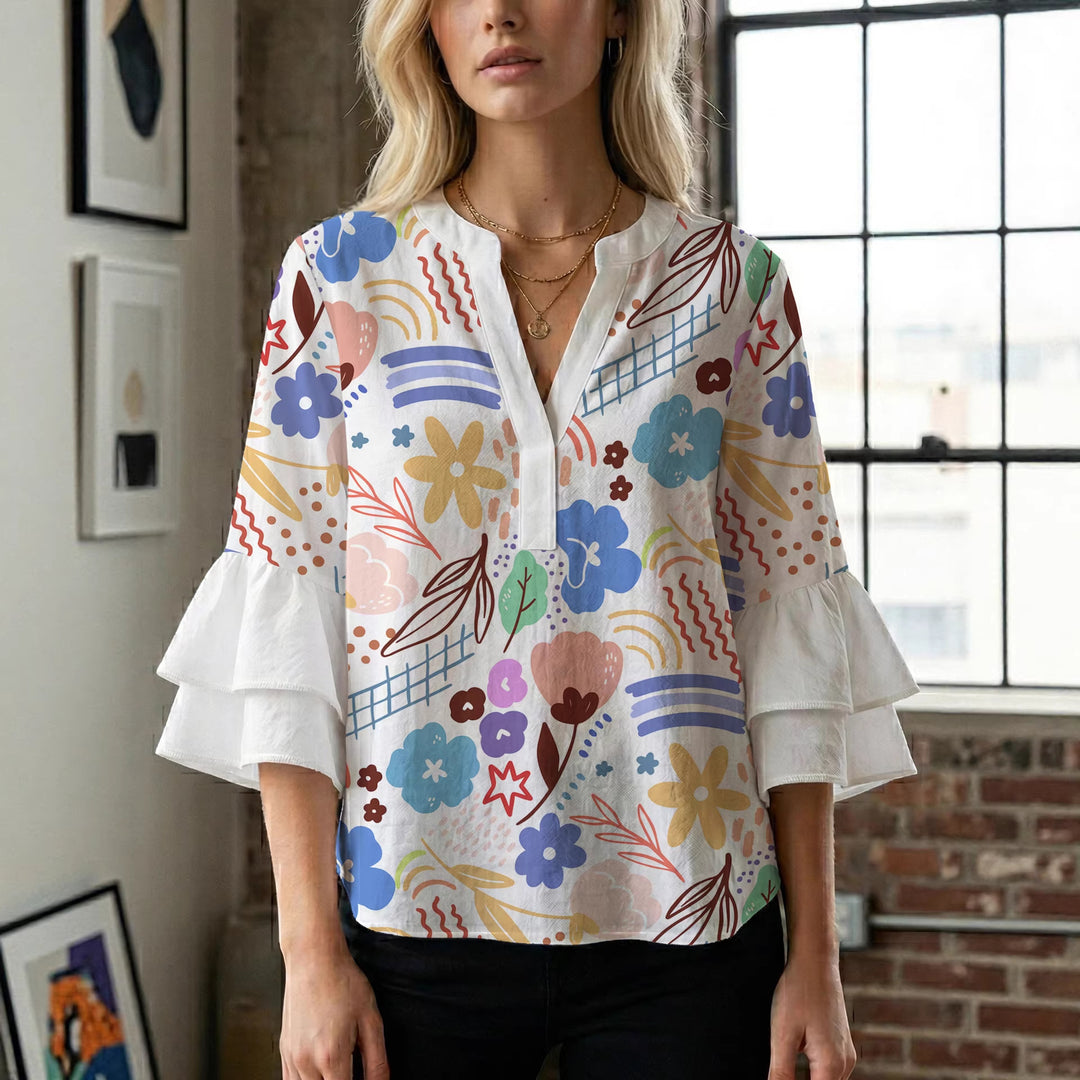 Women's artistic top with ruffled sleeves Lune London