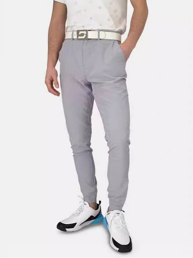 Slim-fit suit pants for men with elastic waistband and convenient pocket arrangement Lune London