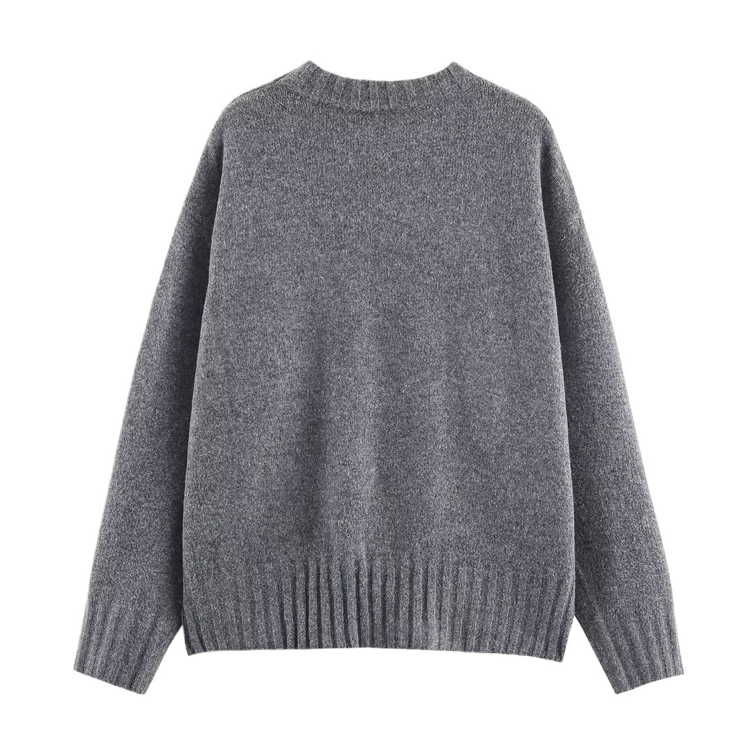Casual round pullover for women with textured surface and dropped shoulders Lune London