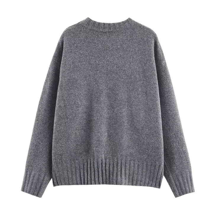 Casual round pullover for women with textured surface and dropped shoulders Lune London