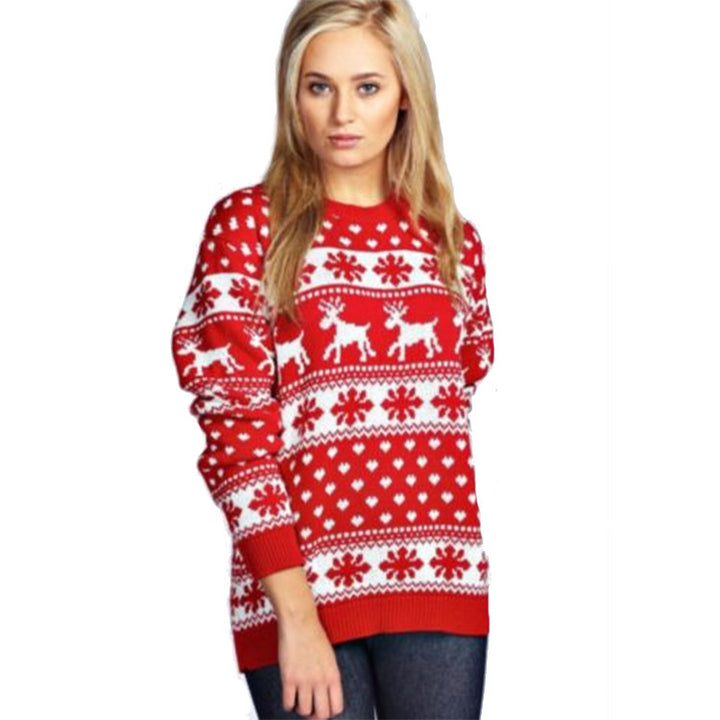 Christmas sweater for women with festive reindeer design and classic Norwegian pattern Lune London
