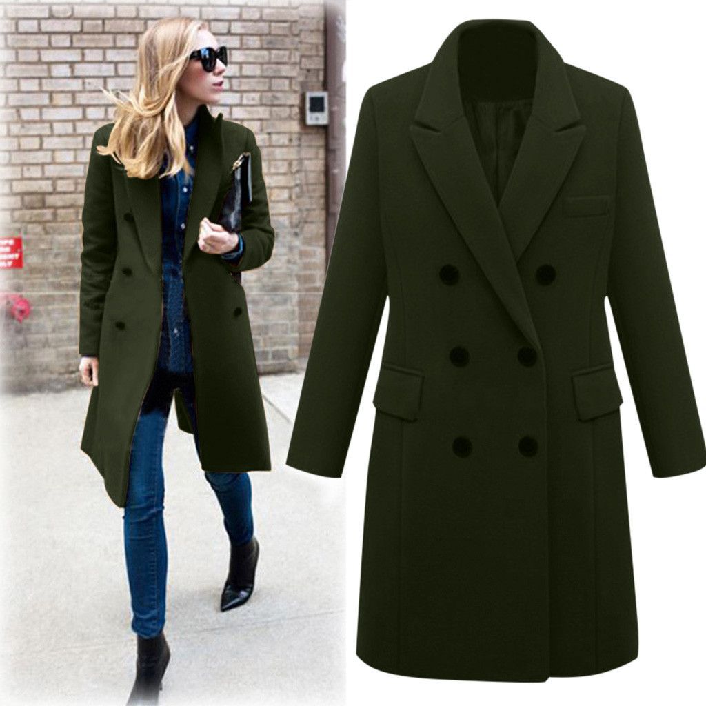 Elegant wool coat for women with double-breasted buttons and pockets Lune London
