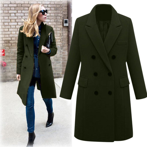 Elegant wool coat for women with double-breasted buttons and pockets Lune London