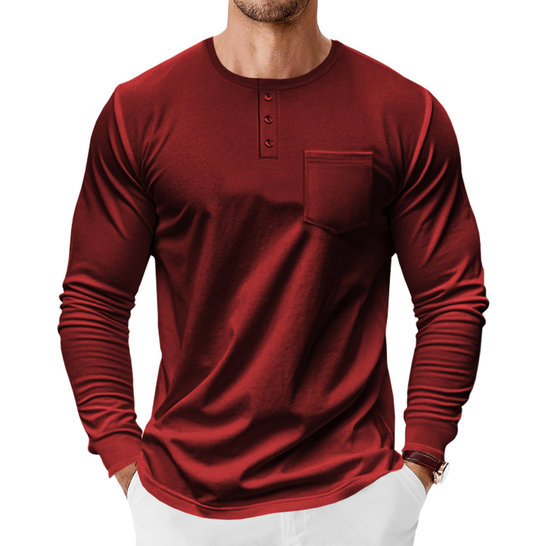 Men's long sleeve Henley shirt with trendy cut and practical chest pocket Lune London