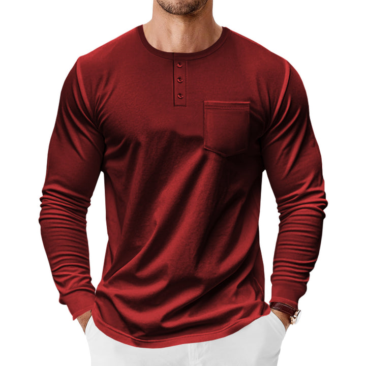 Men's long sleeve Henley shirt with trendy cut and practical chest pocket Lune London