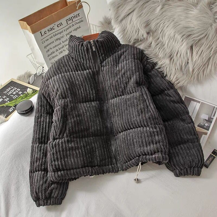 Quilted women's jacket with high collar and ribbed design Lune London