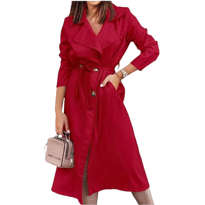 Elegant trench coat for women with a belt at the waist and large pockets Lune London