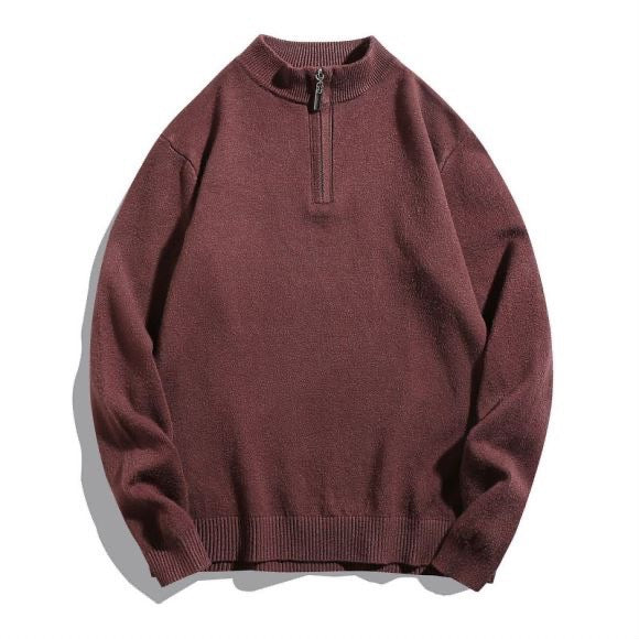 Comfortable men's sweater with modern high collar and discreet zip opening Lune London