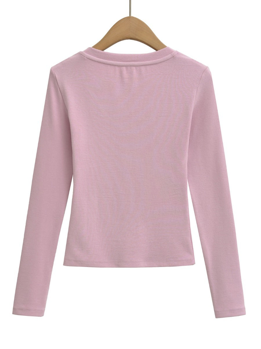 Long sleeve V-neck fitted women's T-shirt Lune London