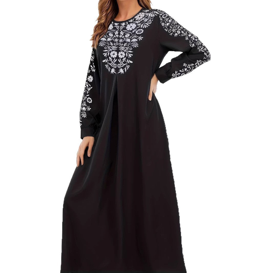 Maxi dress for women with artistic embroidery and elegant long sleeves Lune London