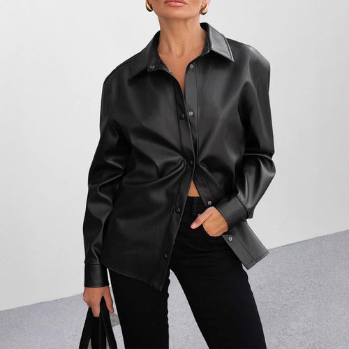 Lune London Faux Leather Blouse for Women