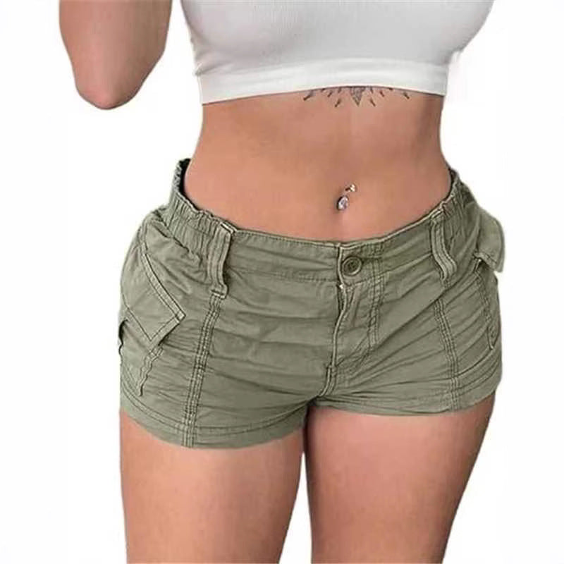 Women's comfortable cargo shorts with elastic waistband and practical pockets Lune London