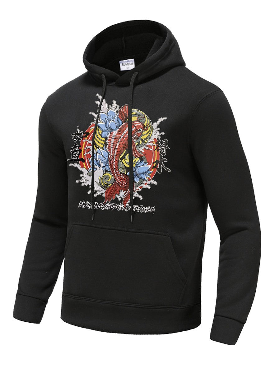 Men's hoodie with artistic koi pattern Lune London