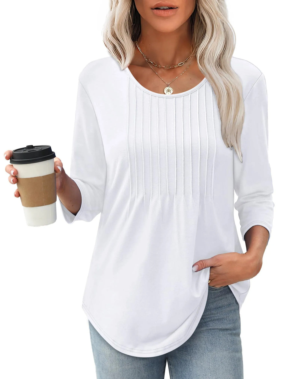 Ladies elegant long sleeve shirt with gathers Lune London