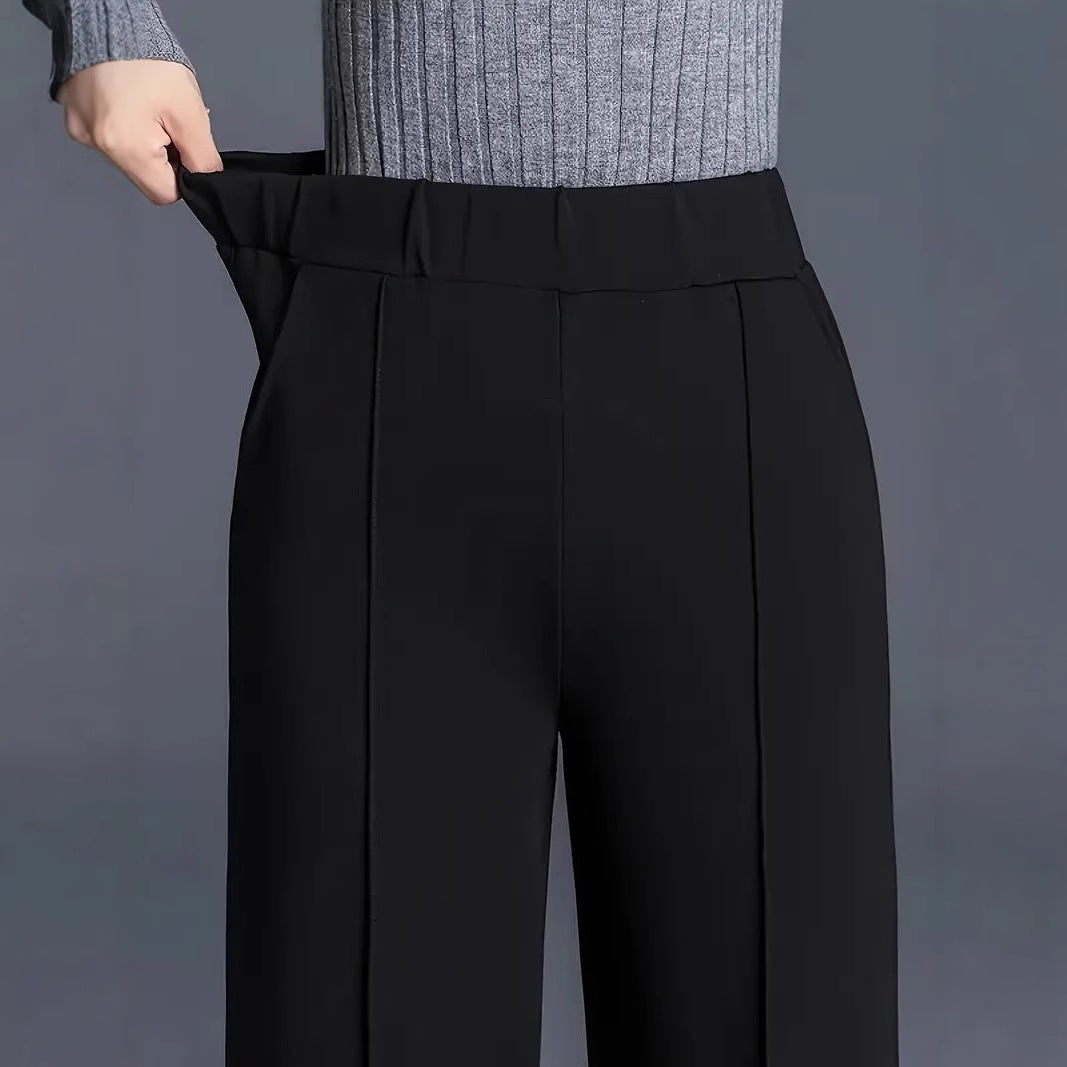 Women Wide-Cut High-Waist Trousers with Elegant Creases Lune London