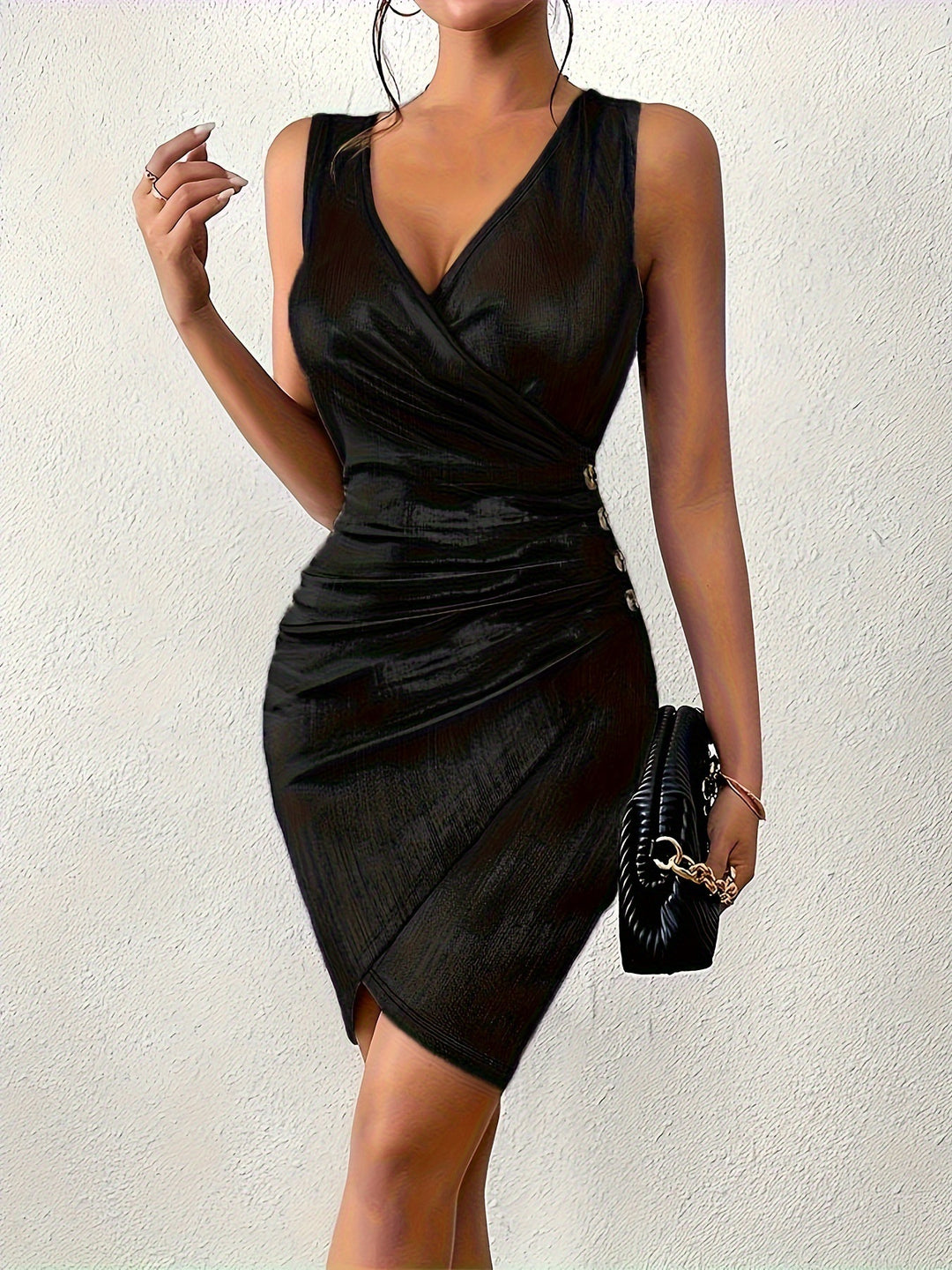 Ladies' wrap dress in shiny fabric with a fitted cut Lune London
