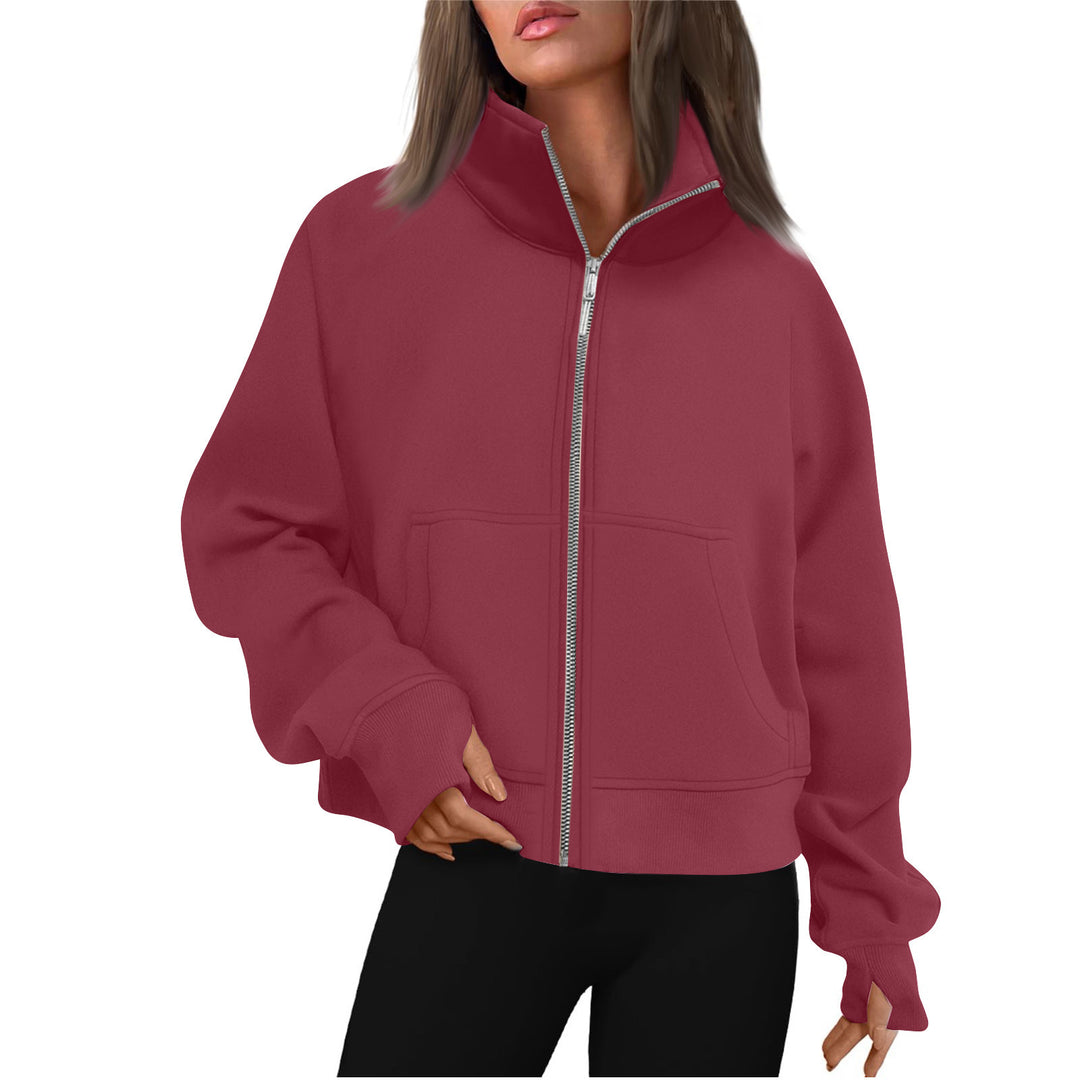 Comfortable zip sweatshirt for women with high collar Lune London
