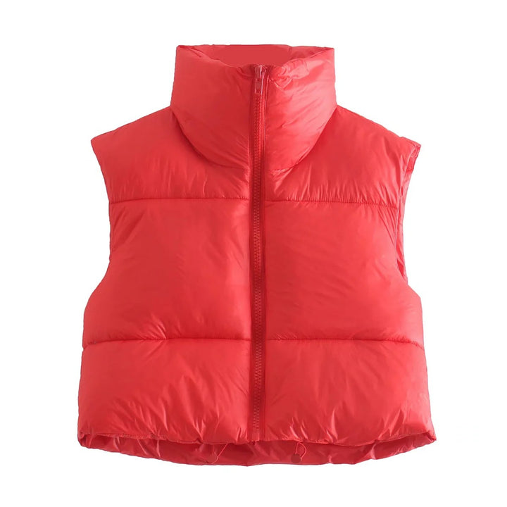 Ladies short quilted jacket with high collar Lune London