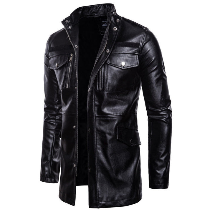 Fashion faux leather jacket for men with practical pockets and asymmetrical zipper Lune London