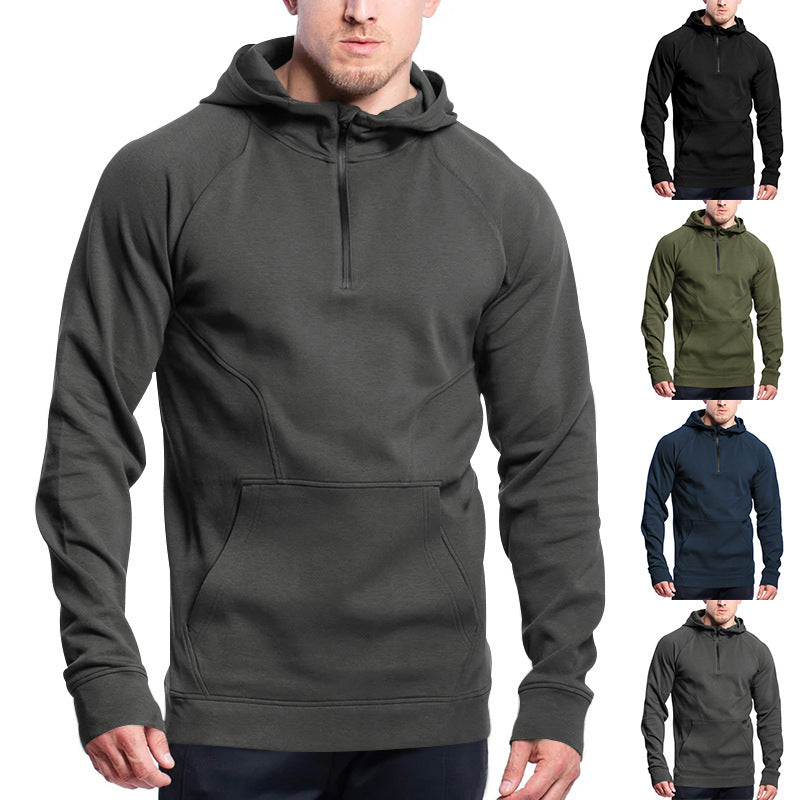 Men's sporty hooded sweatshirt with stylish zip and practical kangaroo pocket Lune London